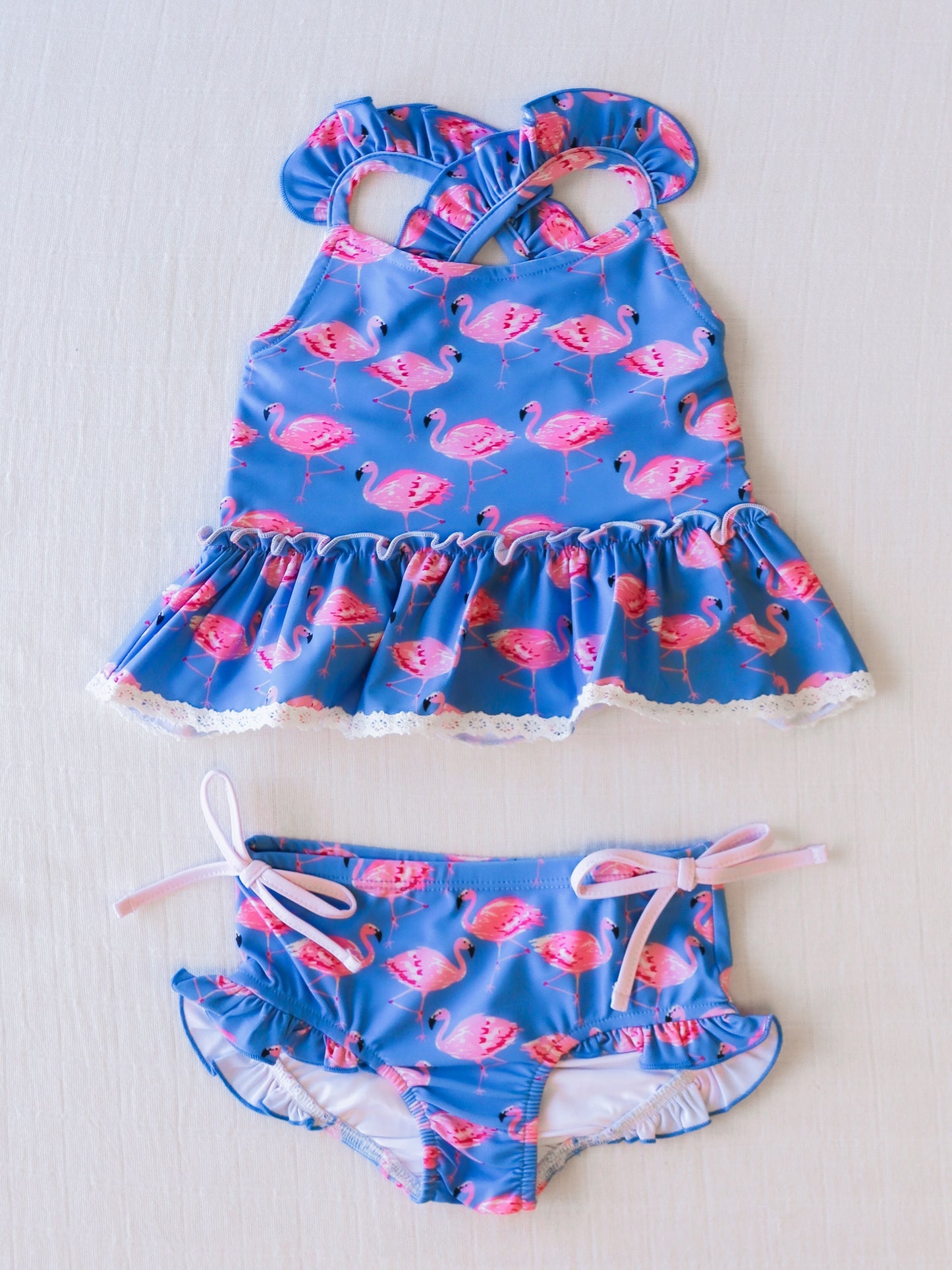 Baby Girls Flamingo Top Bummie 2pcs Swimsuits Preorder (moq 5)