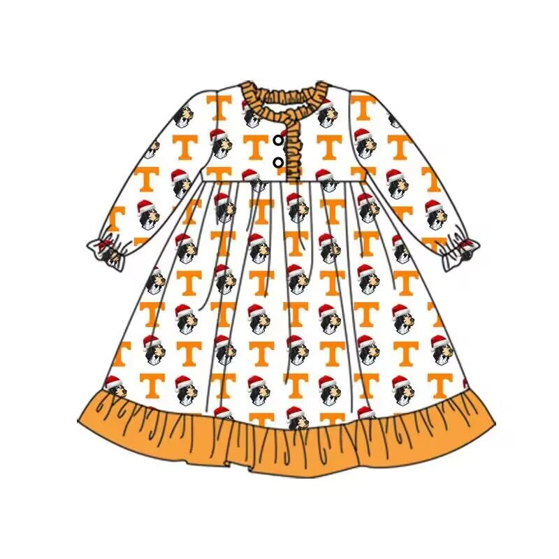 preorder moq 5 Baby Girls Tennessee Dog Team Knee Length Dresses