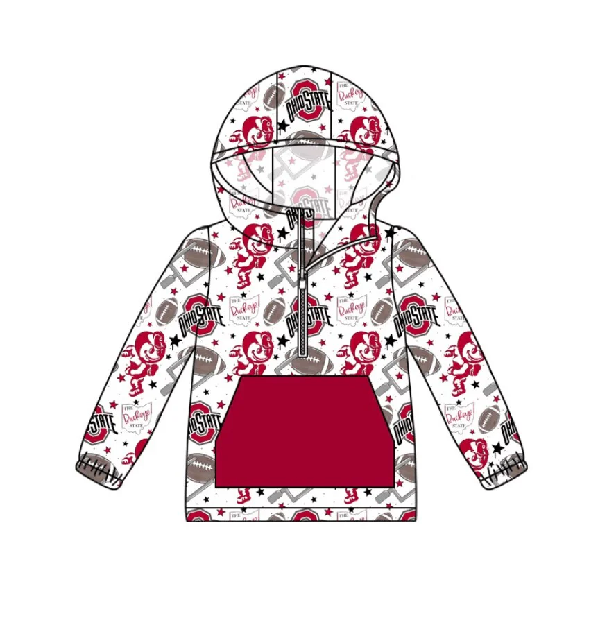Preorder moq 5 Baby Boys Ohiostate Football Team Hooded Tops
