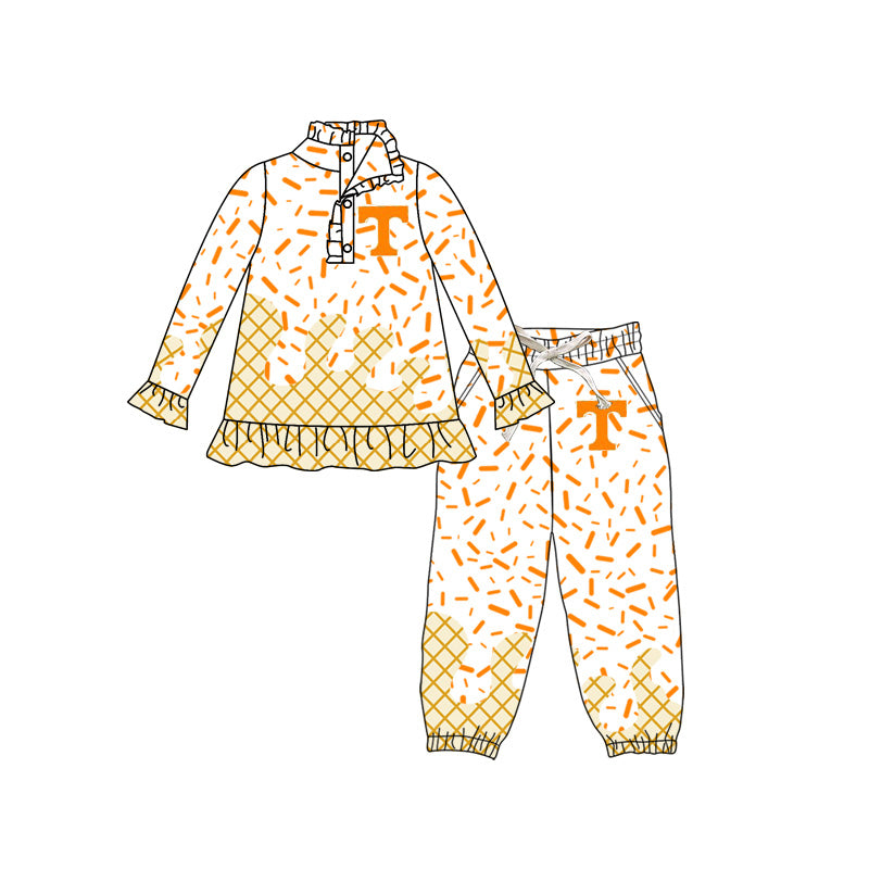 preorder(moq 5) Baby girls Tennessee Team long Sleeve Tee Shirt pants Clothes Sets