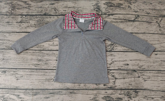 Baby Boys Christmas Plaid Long Sleeve Pullover Tee Shirt Tops