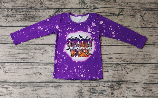 Baby Girls Purple Bleached Halloween Spooky Tee Shirt Top