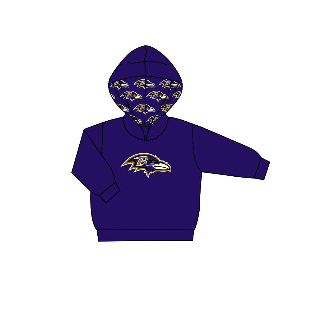 Preorder (moq 5)Baby Boys Purple Long Sleeve B Eagle Team Hoodies Top