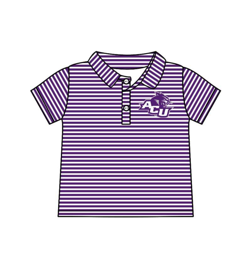 Split Preorder July 20th Baby Boys Purple Stripes ACU Team Polo Shirts Tops