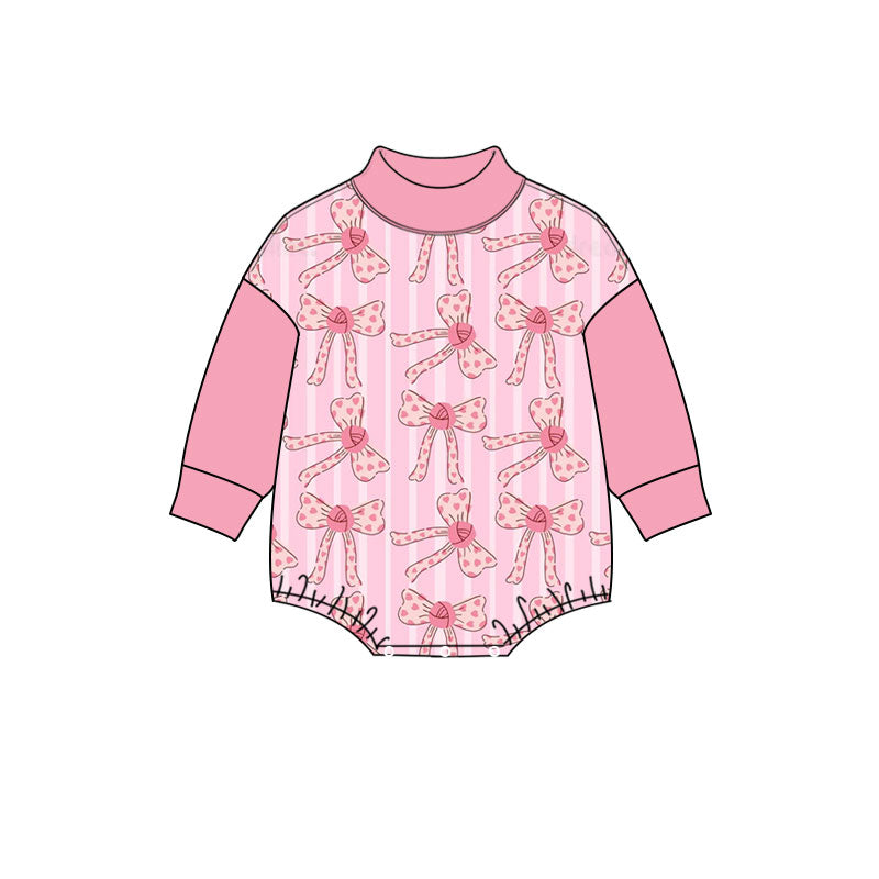 Preorder moq 5 Cute Baby Girls’ Dusty Pink Heart & Flower Print Romper