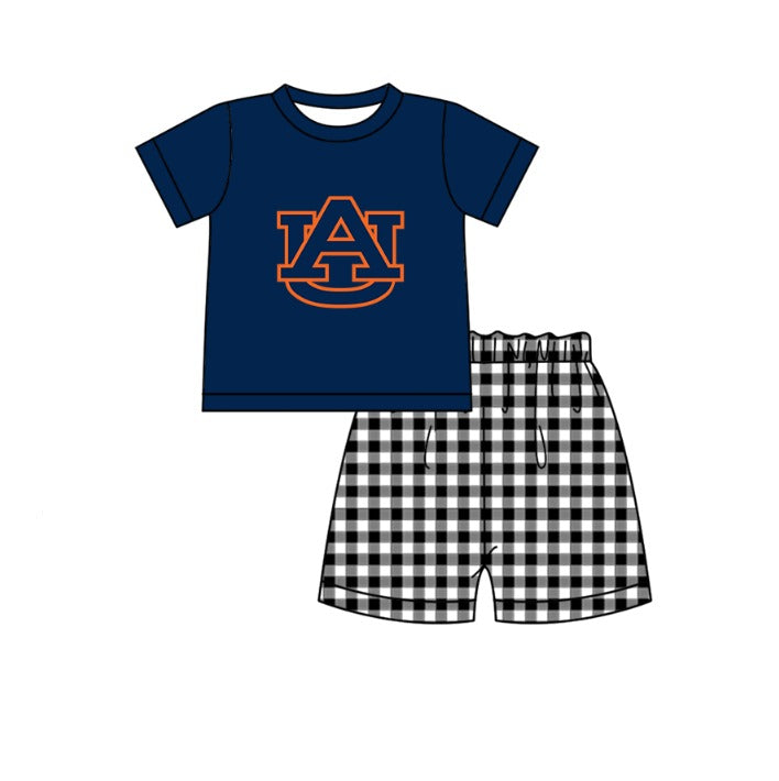 Preorder moq 5 Baby Boys Auburn Top Checked Short Team Clothes Set