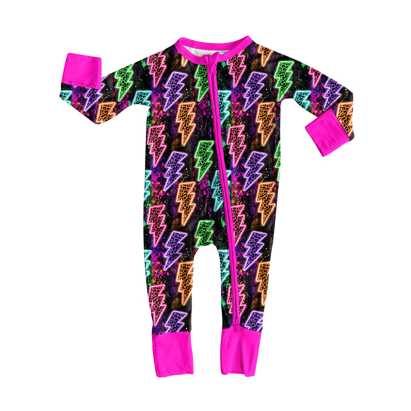 Preorder(moq 5)Baby Girls Colorful Lights Plaid Zipper Pant Rompers