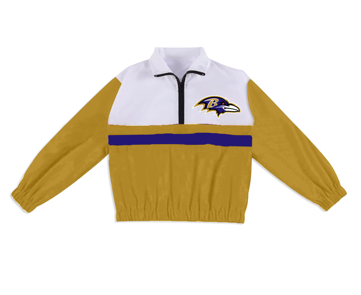 Preorder (moq 5)Baby Boys Long Sleeve B Ravens Team Zip Pullovers Tops