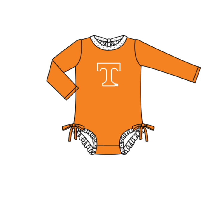 Preorder moq 5 Baby Girls Orange Long Sleeve T Team Swimsuits
