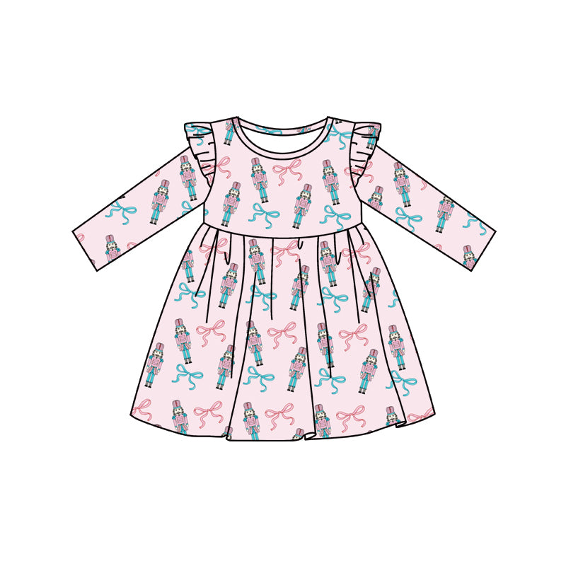 Preorder (moq 5)Baby Girls Bows Soldiers Christmas Knee Length Dresses