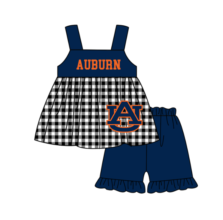 Preorder moq 5 Baby Boys Auburn Tunic Ruffle Short Team Clothes Set