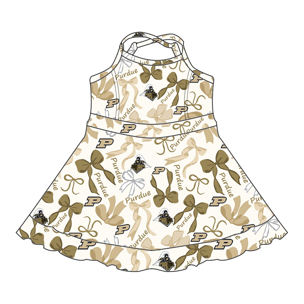 Preorder (moq 5)Baby Girls Strap Olive P Bows Plaid Ruffle Short Team Knee Length Dresses