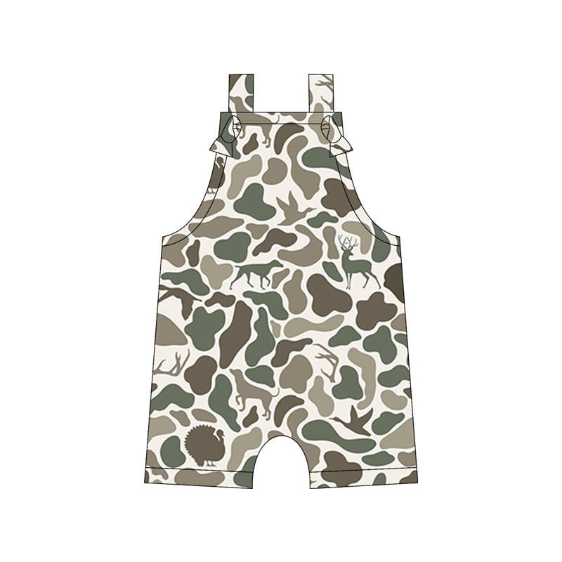 Preorder moq 5 Baby Boys Straps Duck Deer Camouflage Rompers
