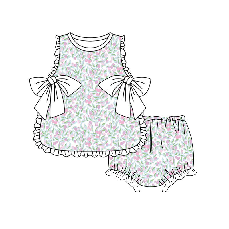 Preorder moq 5 Baby Girls Colorful Flowers Tunic Bummies Short Clothes Set
