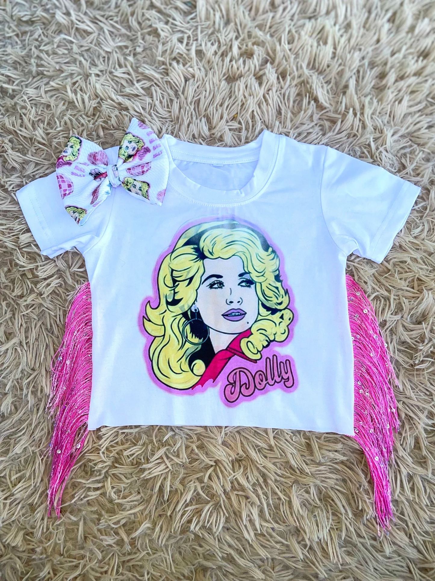 Baby Girls White Singer Short Sleeve Tee Shirts Tops preorder(moq 5)