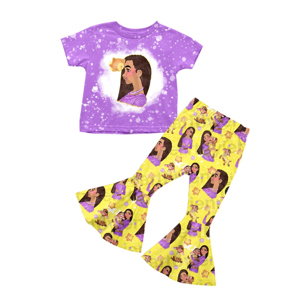 Baby Girls Purple Princess Shirt Top Bell Pants Clothes Sets Preorder(moq 5)