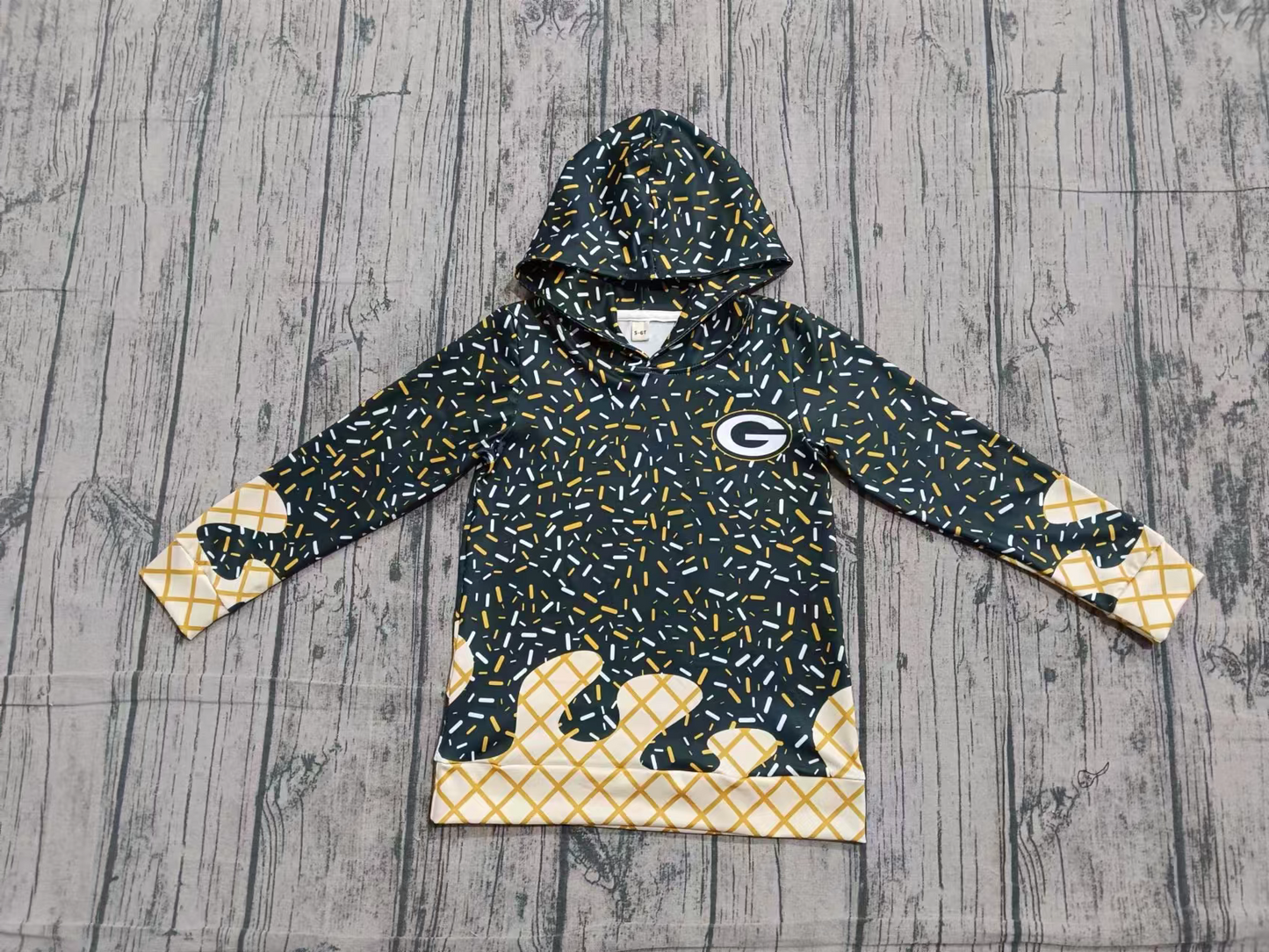 Preorder (moq 5)Baby Boys Long Sleeves Drip Green Bay Packers Team Hoodies Top