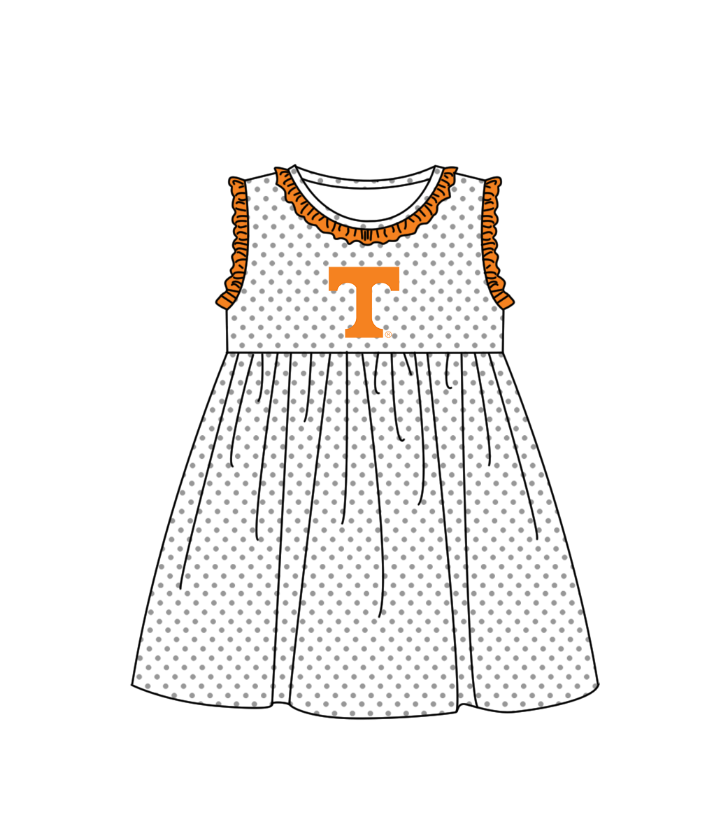 Preorder (moq 5)Baby Girls Sleeveless T Polka Dots Team Knee Length Dresses
