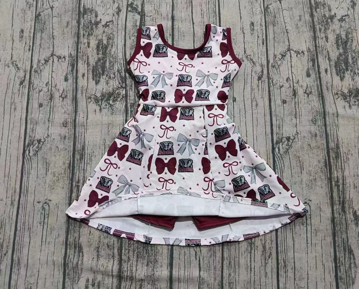 Preorder(moq 5) Baby Girls Alabama Bows Plaid Team Shorts Knee Length Dresses
