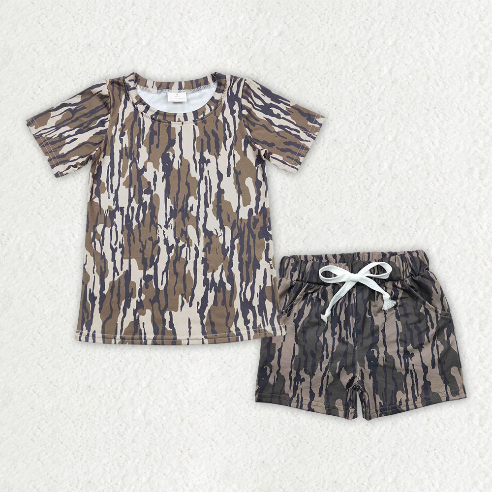 Baby Boys Southern Olive Camo Top Pockets Shorts Clothes Sets
