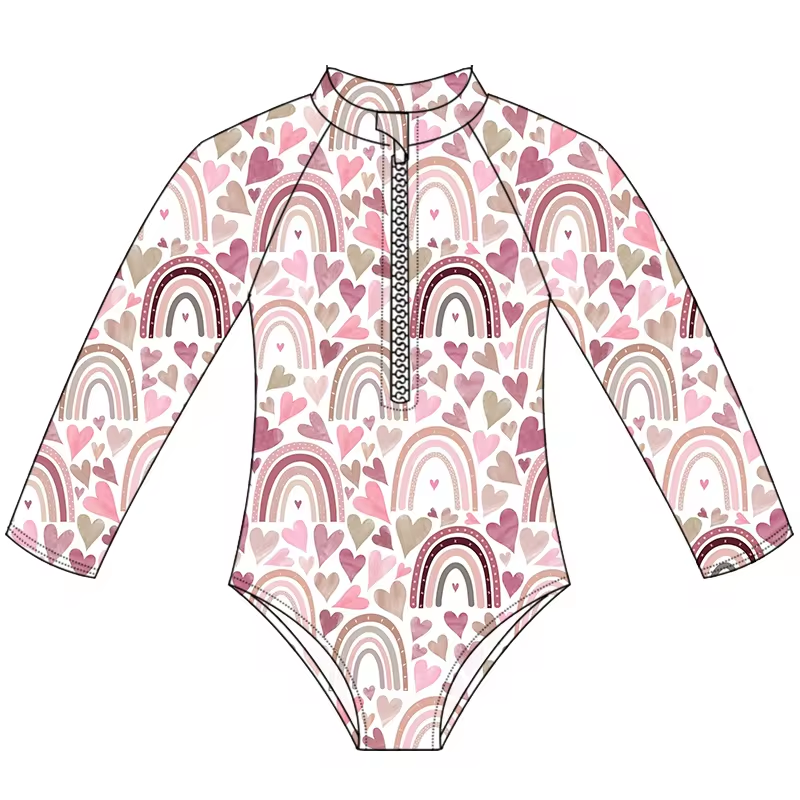 Baby Girls Rainbow Heart One Piece Swimsuits preorder (moq 5)