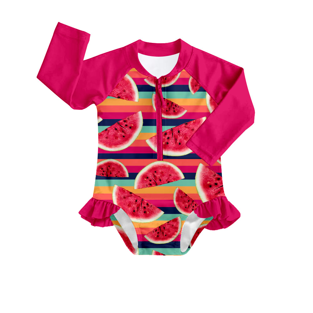 Baby Girls Watermelon Long Sleeve One Piece Swimsuits preorder(moq 5)