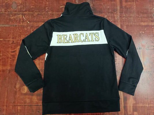 Preorder moq 5 Baby Boys Black Long Sleeves H Bearcats Zipper Pullovers Top