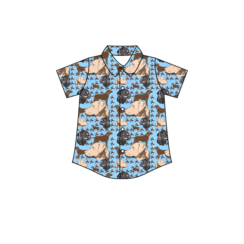 Baby Boys Dogs Buttons Short Sleeve Tee Shirts Tops preorder(moq 5)