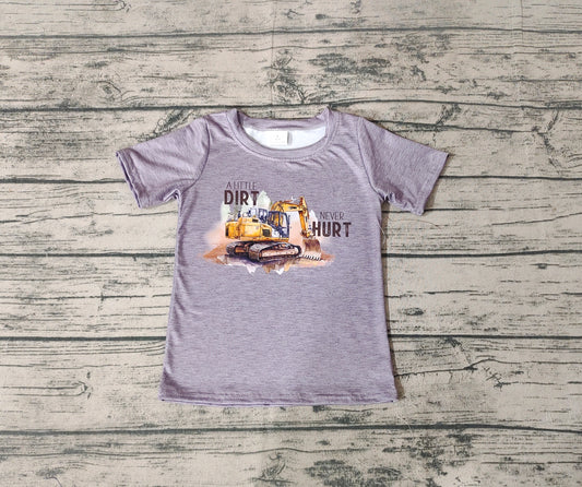 Baby Boys Excavator Grey Top Tee Shirts