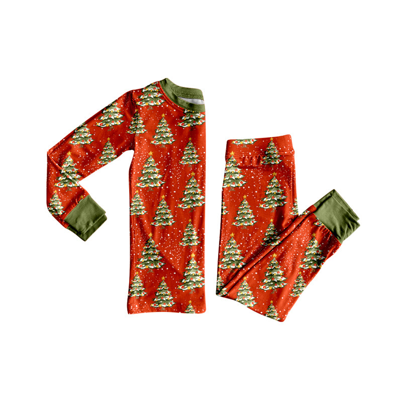 Preorder(moq 5) Baby Boys Christmas Trees Red Top Pants Lounge Wear Pajamas Sets