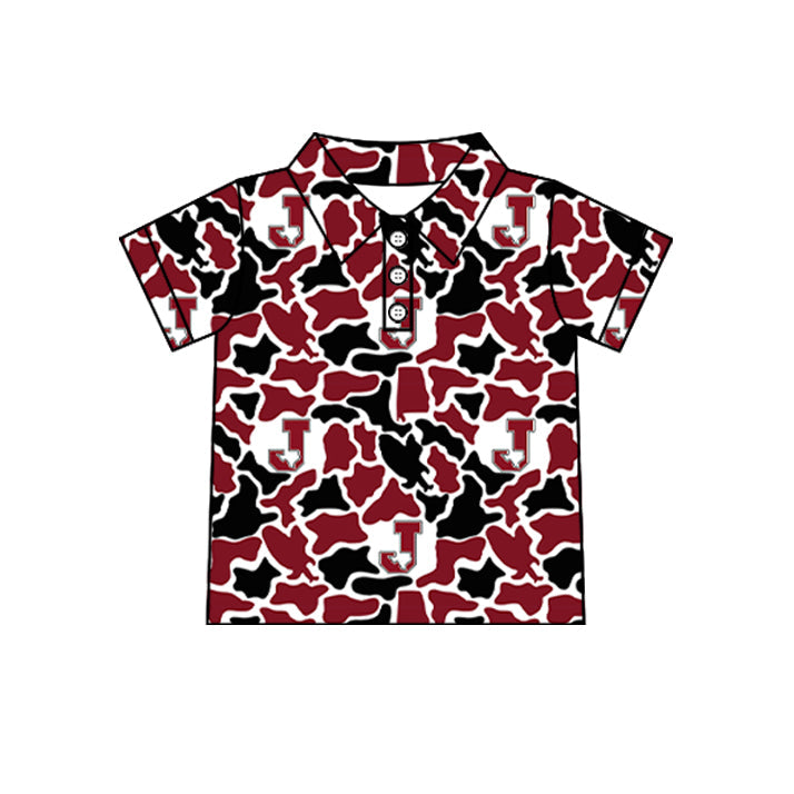 Preorder (moq 5)Baby Boys Short Sleeve Colorful Camo Team Button Polo Shirts Tops