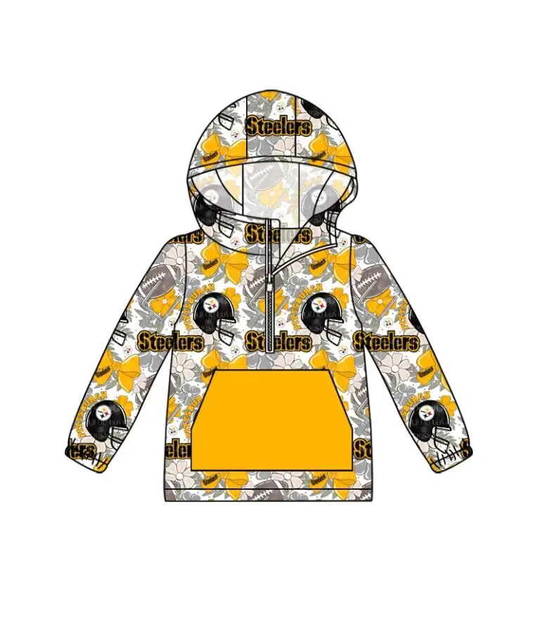 Preorder moq 5 Baby Boys Steelers Football Team Hooded Tops