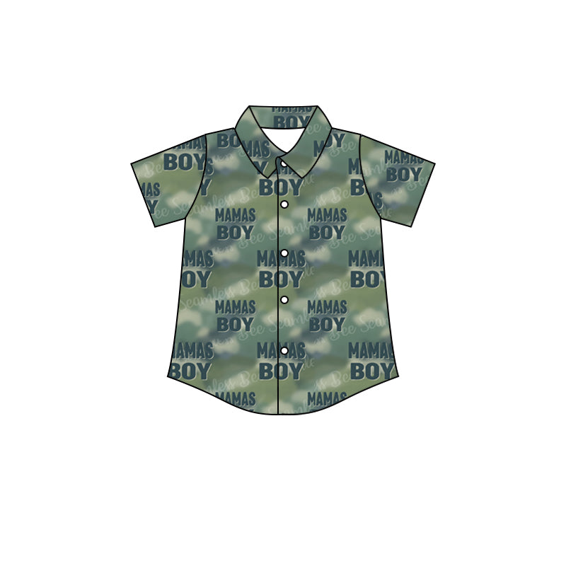 Baby Boys Short Sleeve Mama's Boy Buttons Tee Shirts Tops preorder(moq 5)