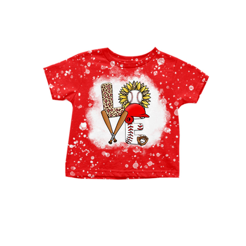 Baby Boys Love Sunflower Red Baseball Short Sleeve Shirt preorder(moq 5)