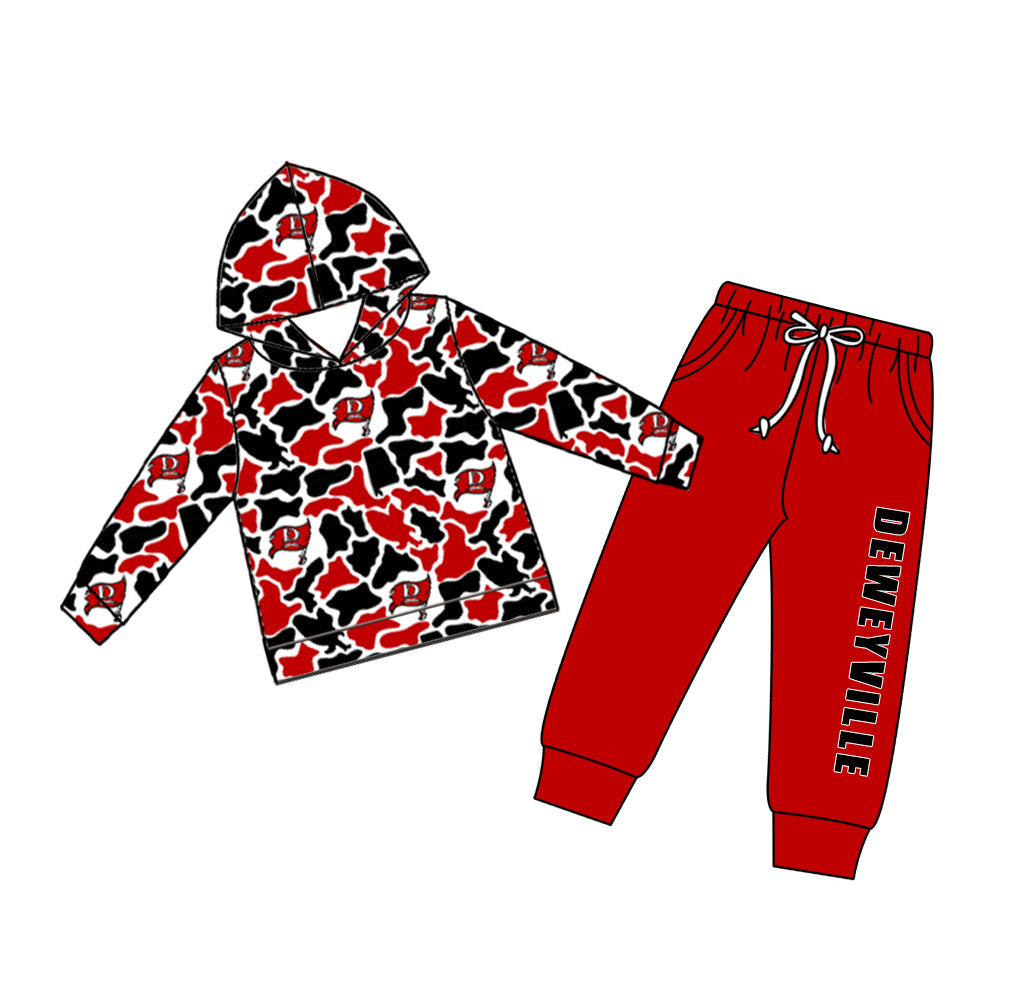 Preorder (moq5) Baby Boys Camo Deweyville Hoodie Pockets Joggers Team Clothes Set