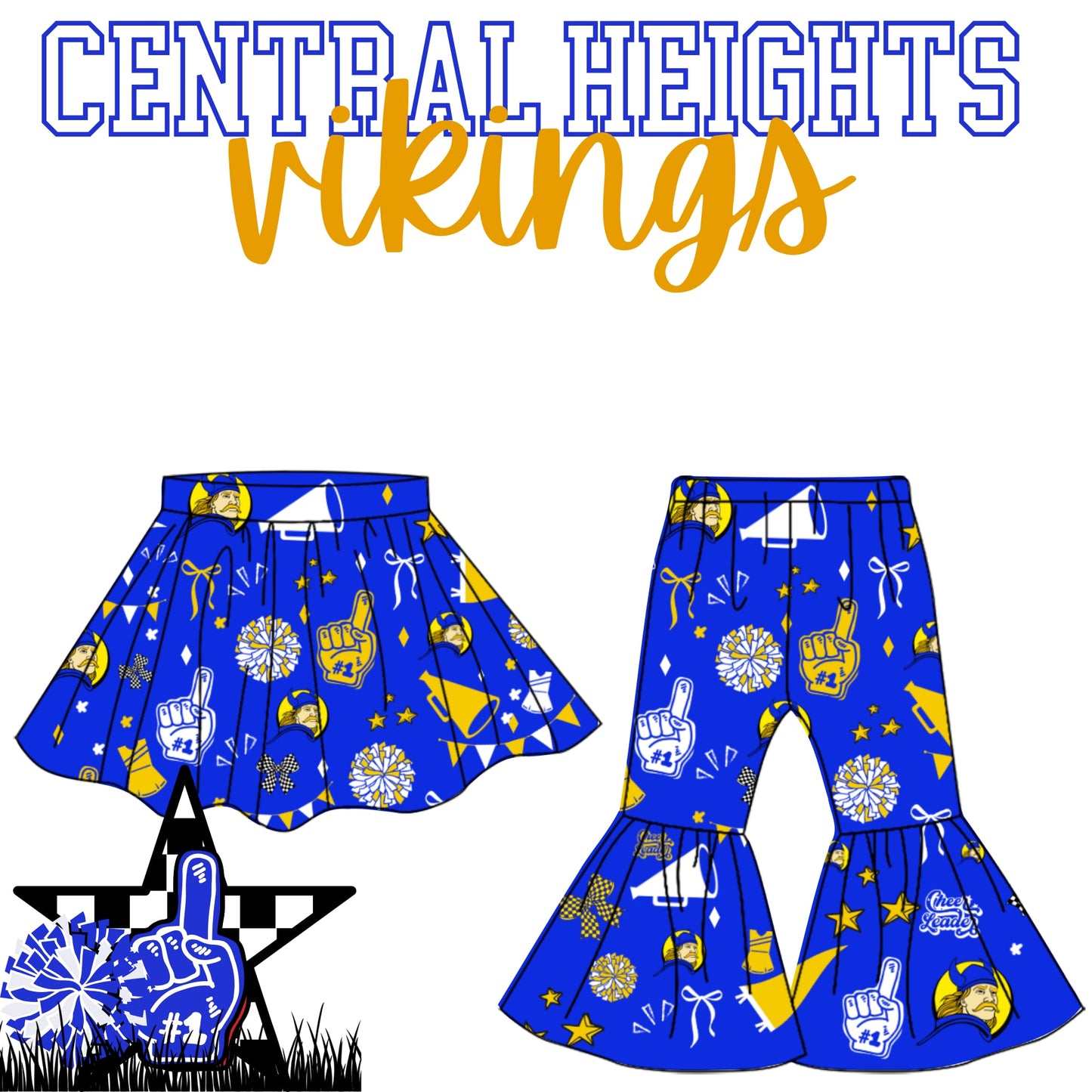 Preorder(moq 8 Each)Baby Girls Central Heights Vikings Skorts and Pants Team