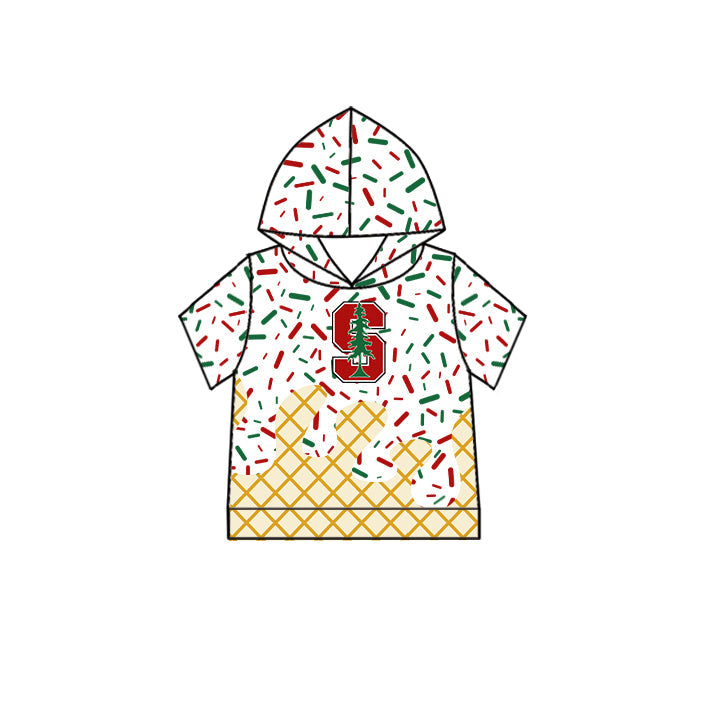 Preorder (moq 5)Baby Boys Drip Sprinkles Block S With Tree Team Short Sleeves Hoodies Top