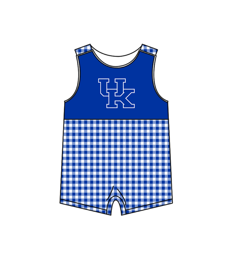 Preorder (moq 5)Baby Boys Sleeveless UK Checked Team Rompers