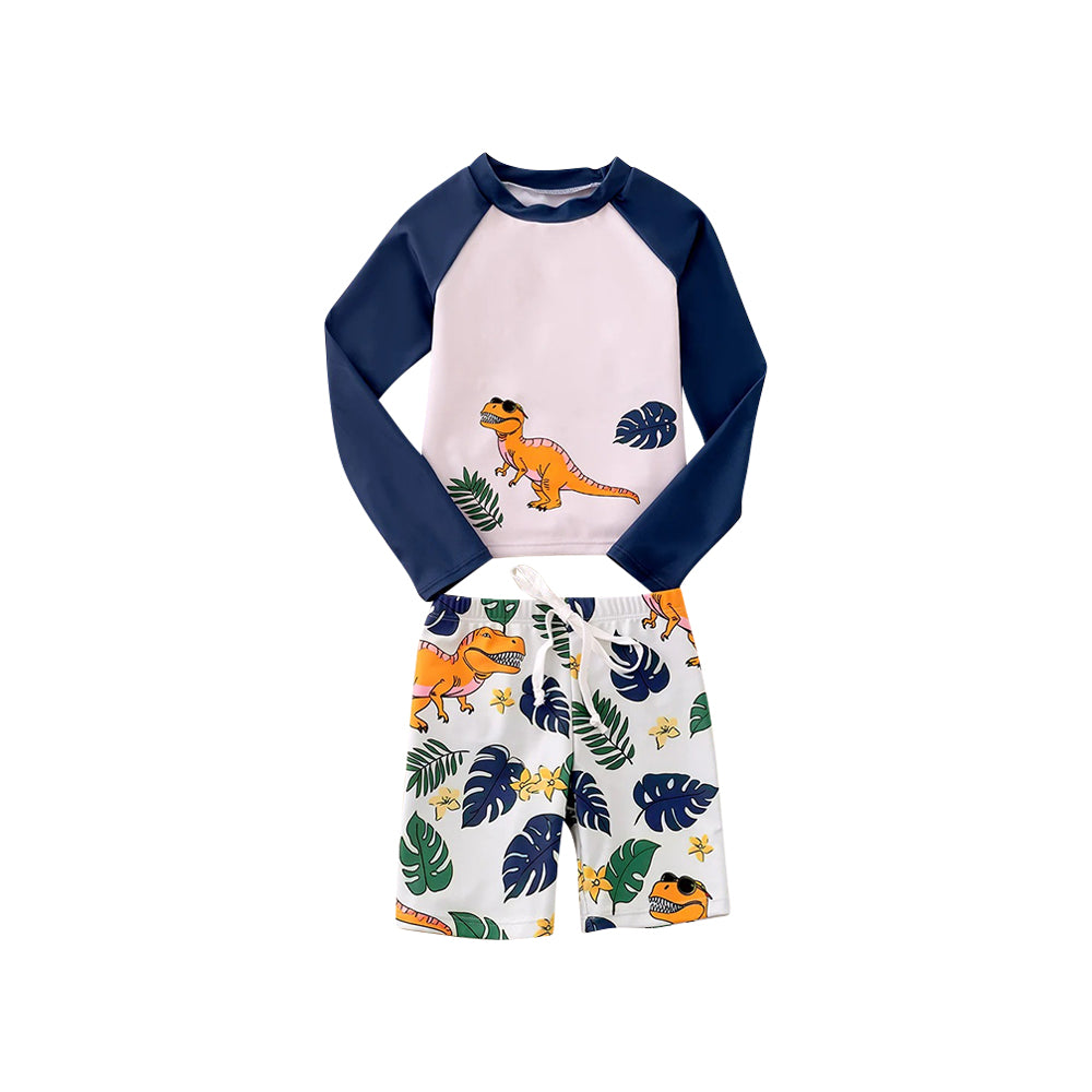 Preorder (moq 5)Baby Boys Dinosaur Long Sleeve Top Two Pieces Swimsuits