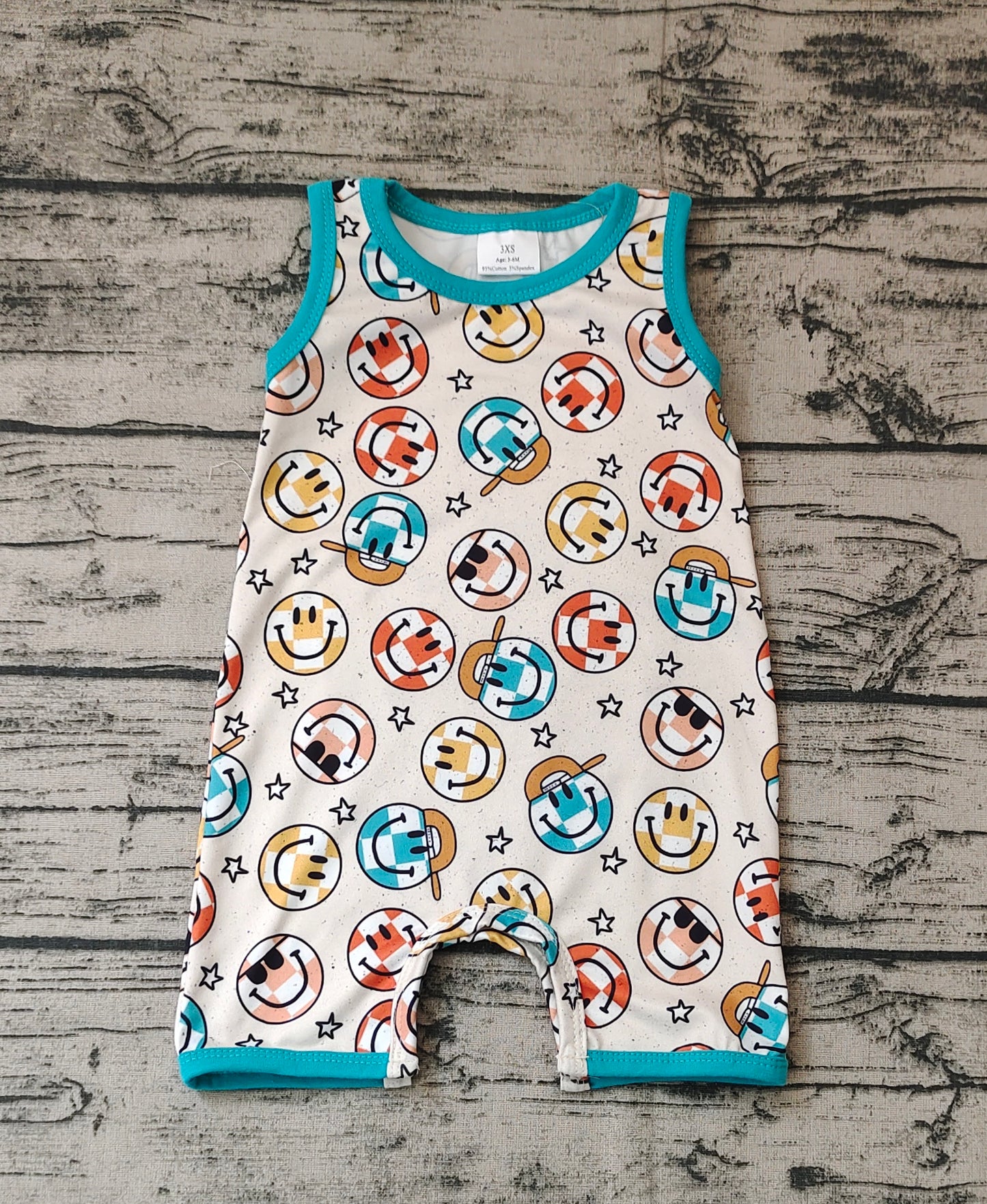 Baby Boys Smile Hats Green Sleeveless Rompers