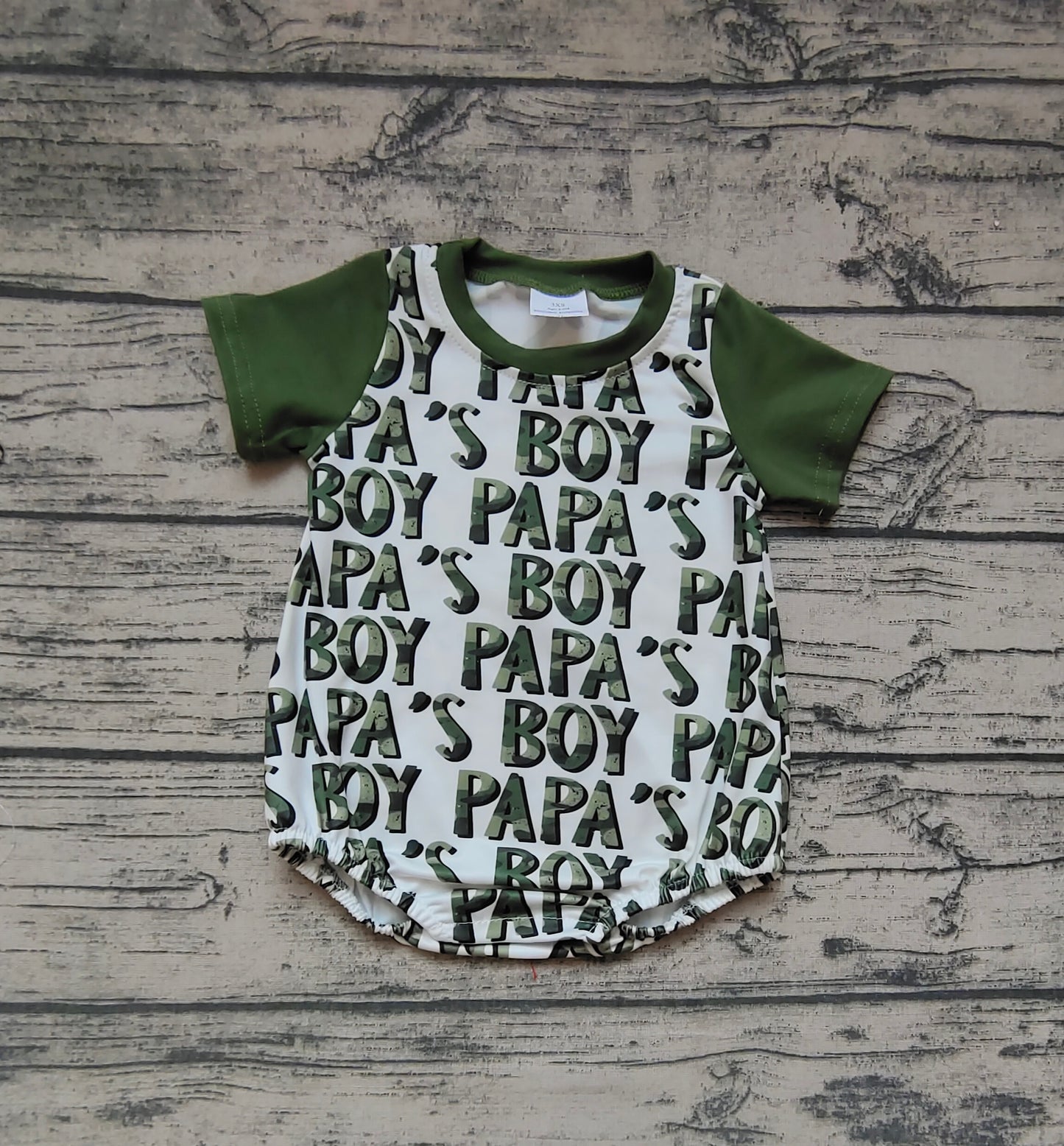 Baby Boys Papa's Boy Green Short Sleeve Rompers