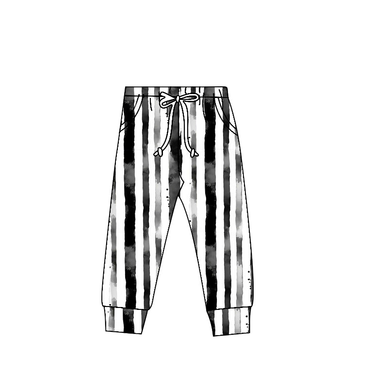 Preorder(moq 5) Baby Kids Halloween Black Stripes Jogger Pants