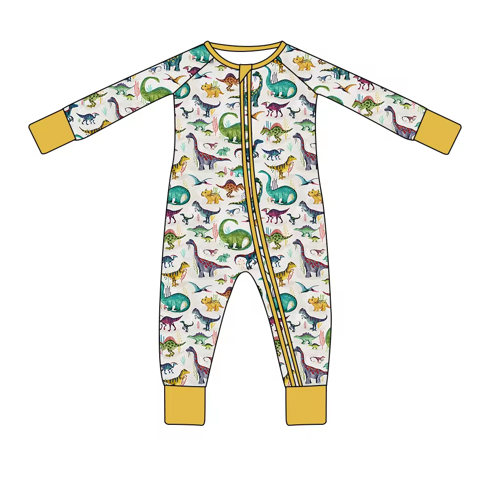 Baby Infant Boys Dinosaurs Long Sleeve Zip Rompers preorder(moq 5)