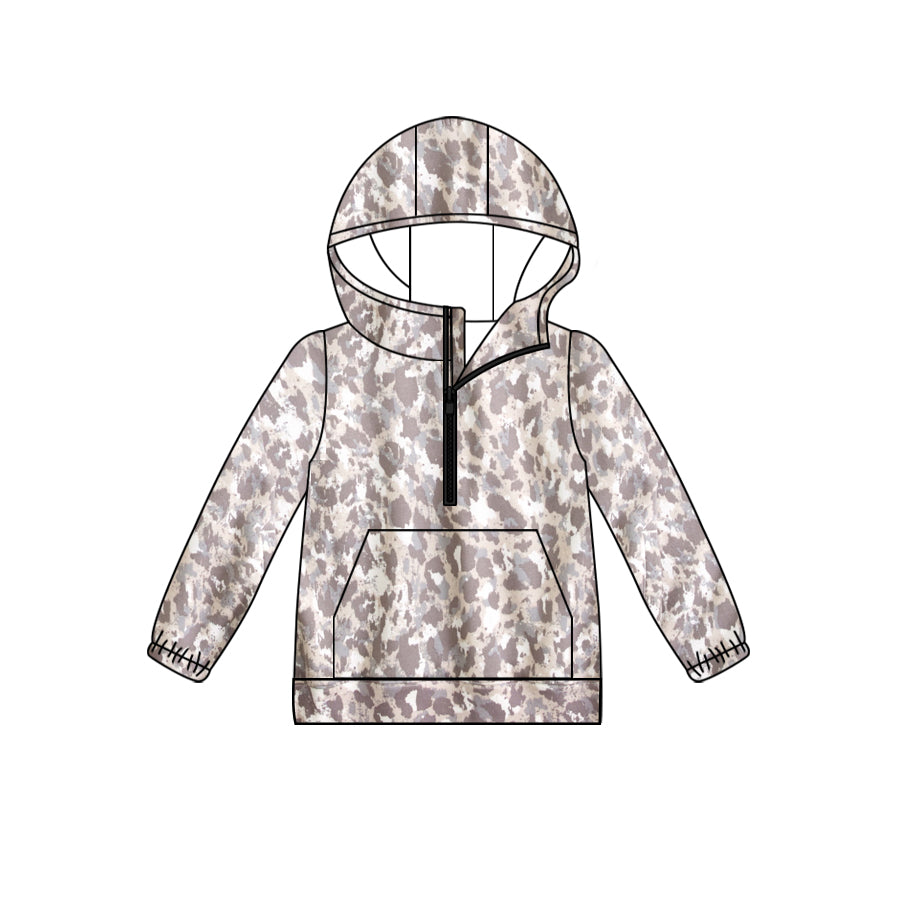Preorder(moq 5) Adult Women Light Color Camouflage Long Sleeve Hooded Hoodie Tops