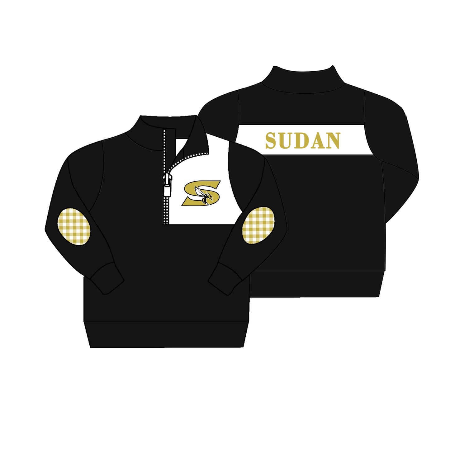 Preorder (moq 5)Baby Boys Black Sudan Team Zip Pullovers Tops Tee Shirts