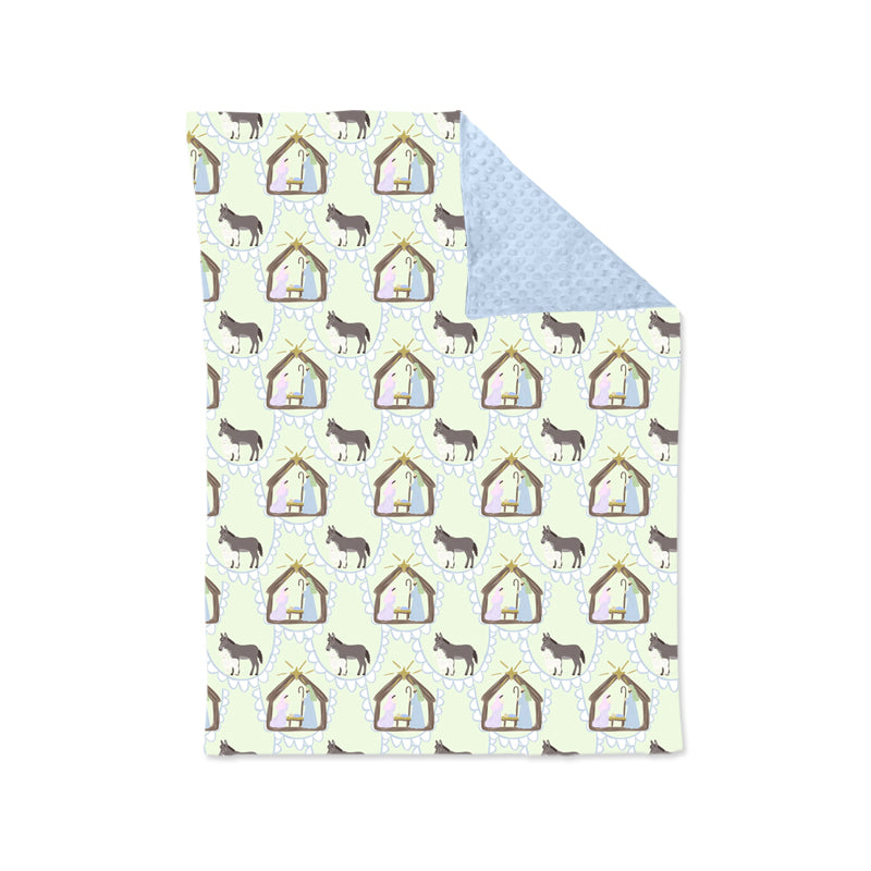 Preorder(moq 5) Baby Kids Blue Donkey Jesus Plaid Minky Blankets