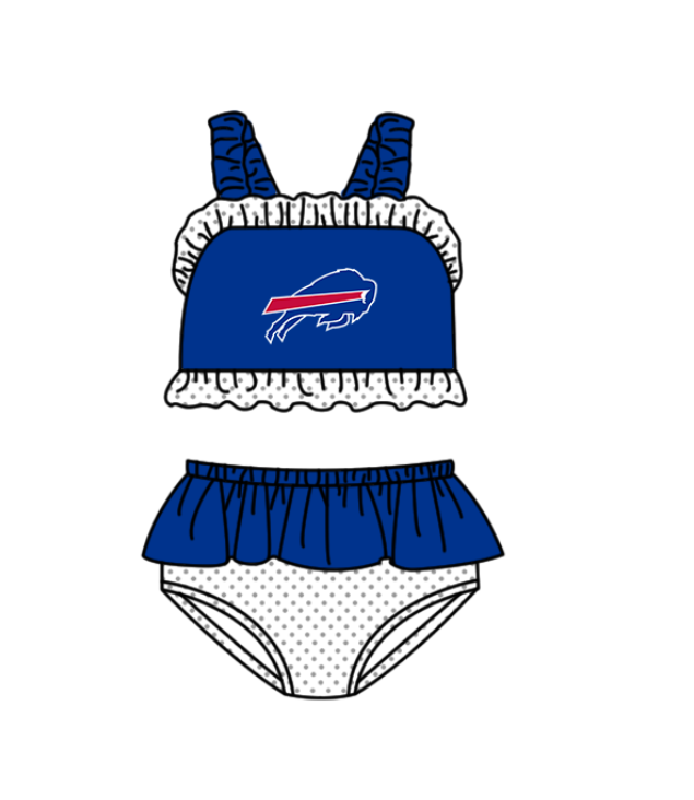 Preorder moq 5 Baby Girls Blue Strap Vest Top Bummies Short Team Swimsuits