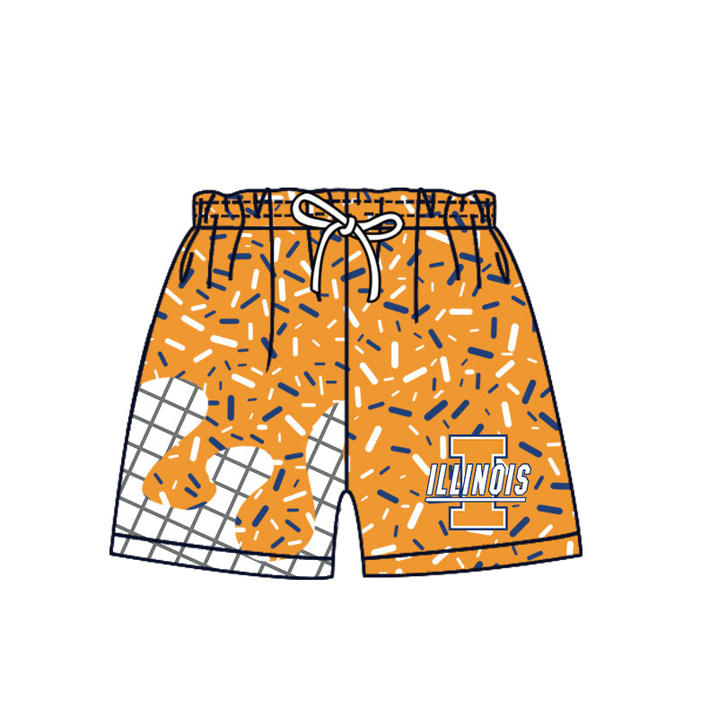 Preorder (moq 5)Baby Boys Orange Sprinkles Drip Illinois Shorts Bottom