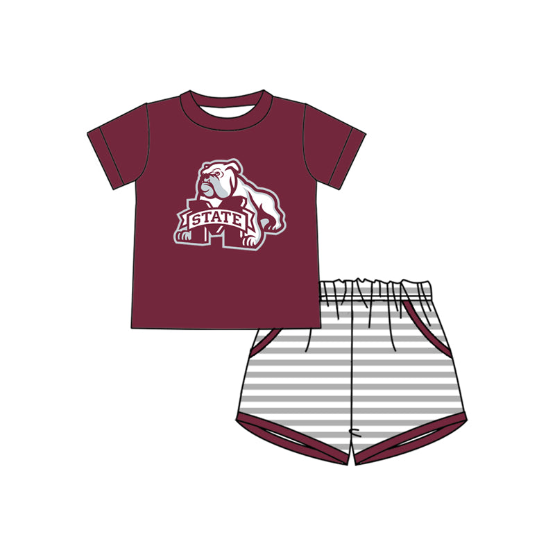 Preorder (moq 5)Baby Boys A Elephants Top Stripe Pockets Shorts Team Clothes Set