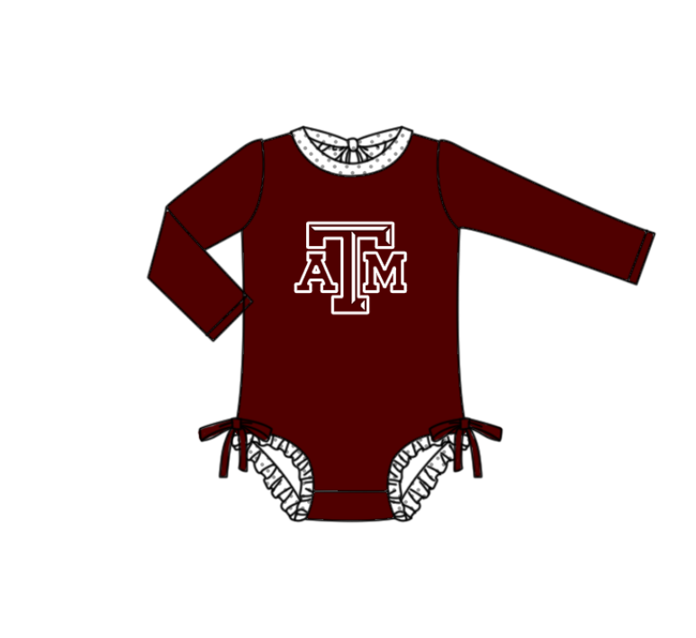 Preorder moq 5 Baby Girls Red Long Sleeve ATM Team Swimsuits
